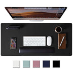 Dual-Sided PU Leather Desk Mat used on a desk setup, alternate view