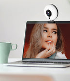 2K Webcam with Ring Light used on a desk setup, alternate view