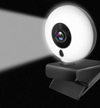 Close-up of 2K Webcam with Ring Light from another angle