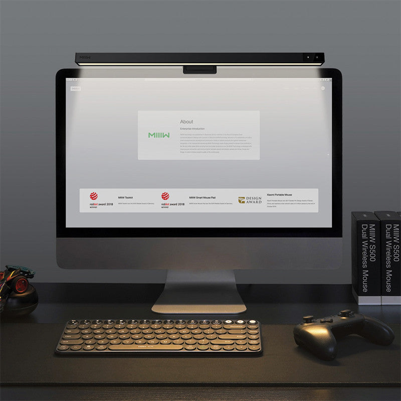 USB monitor light bar in a desk setup
