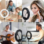 10-Inch Desktop Ring Light used on a desk setup, alternate view