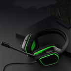 Wired Gaming Headset with Microphone used on a desk setup, alternate view