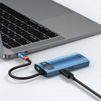 6-in-1 USB-C Multiport Hub used on a desk setup, alternate view