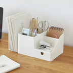 Minimalist Desk Organiser Caddy used on a desk setup, alternate view