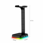 Dimensions of RGB Headset Stand with USB Charging Ports