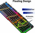 Close-up of RGB Gaming Keyboard, Mouse & Desk Mat Set from another angle