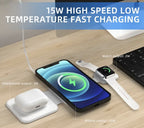 Foldable 3-in-1 Wireless Charging Station used on a desk setup, alternate view