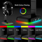 RGB Headset Stand with USB Charging Ports shown in visible colour options, alternate view