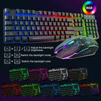 Close-up of RGB Gaming Keyboard, Mouse & Desk Mat Set from another angle