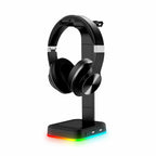 Close-up of RGB Headset Stand with USB Charging Ports from another angle