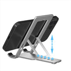 Adjustable Aluminium Phone & Tablet Stand used on a desk setup, alternate view