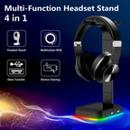Close-up of RGB Headset Stand with USB Charging Ports from another angle